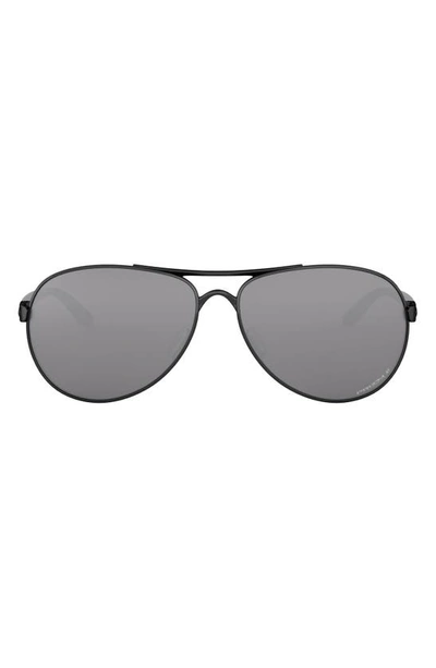 Shop Oakley 59mm Polarized Aviator Sunglasses In Black/ Silver