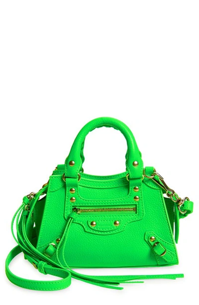 Shop Balenciaga Nano Neo Classic City Leather Top Handle Bag In Fluo Green