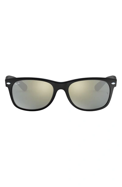 Shop Ray Ban 'new Wayfarer' 55mm Sunglasses In Rubber Black/grn Silver Mirror