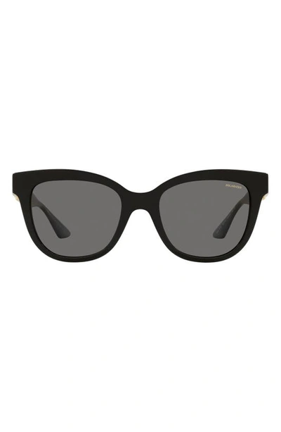 Shop Versace 54mm Polarized Cat Eye Sunglasses In Black/ Dark Grey Polarized