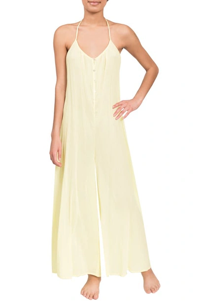 Shop Everyday Ritual Kaitlyn Wide Leg Sleep Jumpsuit In Limoncello