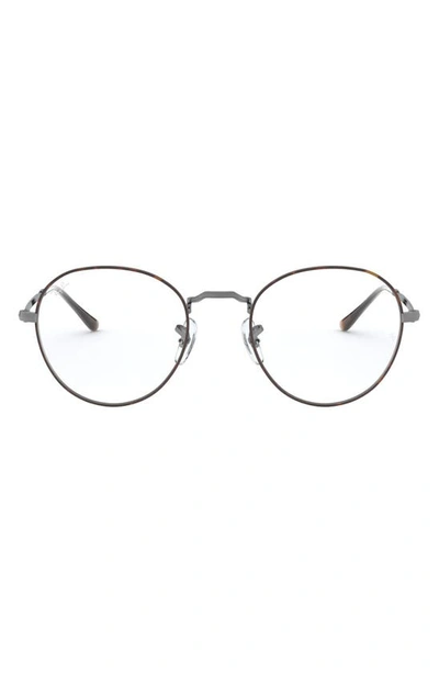 Shop Ray Ban 49mm Round Optical Glasses In Gunmetal Hav