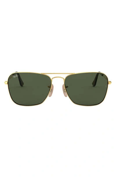 Shop Ray Ban 'caravan' 55mm Sunglasses In Gold Dkgrn