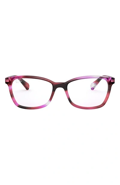 Shop Ray Ban 52mm Square Optical Glasses In Striped Purple