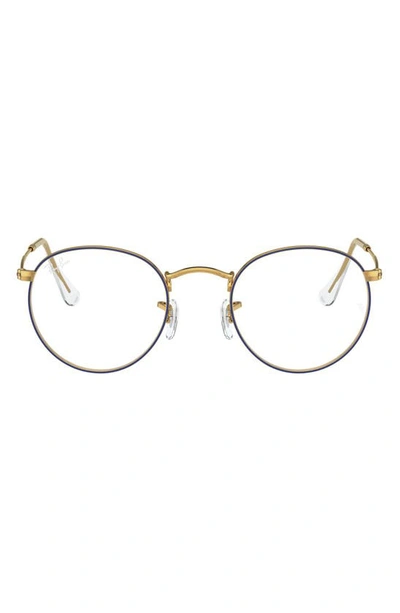 Shop Ray Ban Ray-bay 47mm Round Optical Glasses In Shiny Gold