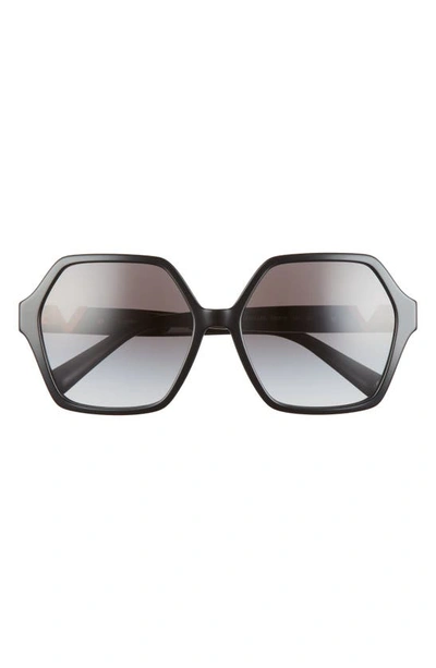 Shop Valentino 58mm Gradient Angular Sunglasses In Black/ Gradient Black