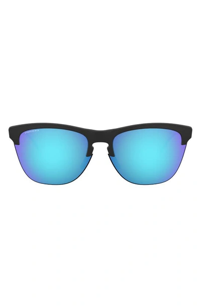 Shop Oakley 63mm Mirrored Oversize Square Sunglasses In Matte Black/ Clear/ Blue