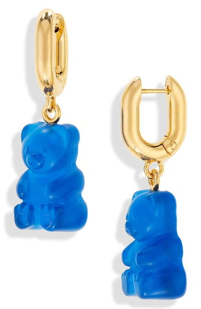 Shop Balenciaga Gummy Bear Earrings In Blue/ Gold