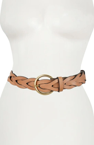 Shop Rebecca Minkoff Interlocked Woven Leather Belt In Carmella