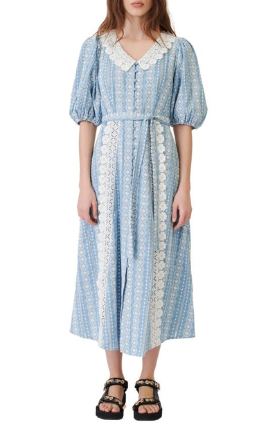 Robe midi Louis Vuitton marine tricotée paillettes embellies chaîne M LV