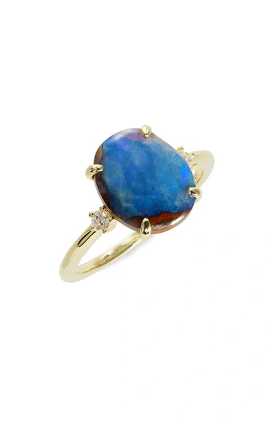 Shop Meira T Blue Opal Ring In Yellow Gold/ Blue Opal