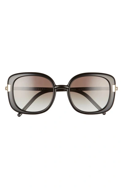 Shop Prada Pillow 53mm Gradient Round Sunglasses In Black/ Grey Gradient