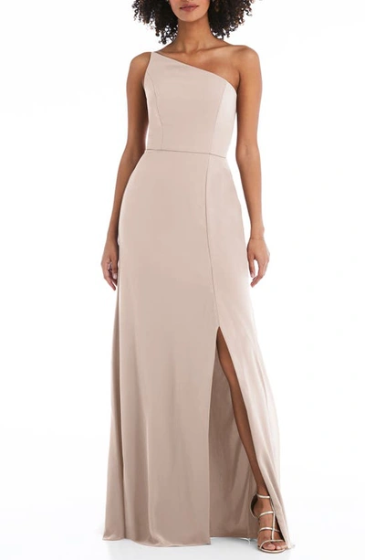 Shop After Six One-shoulder Crepe Trumpet Gown In Cameo