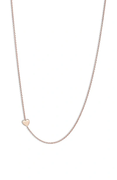Shop Anzie Heart Pendant Necklace In Rose Gold