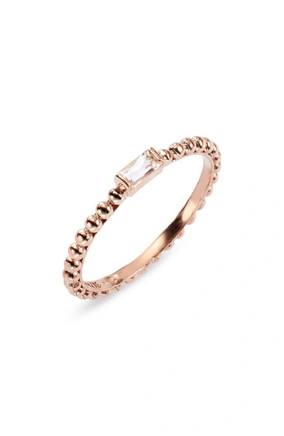 Shop Anzie Dew Drop Topaz Baguette Stacking Ring In Rose Gold