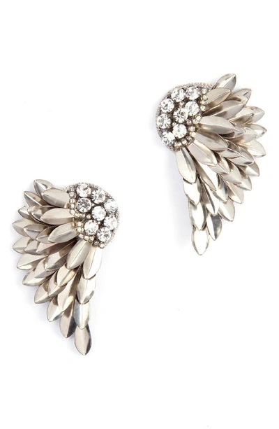 Shop Deepa Gurnani Perry Wing Drop Earrings In Silver