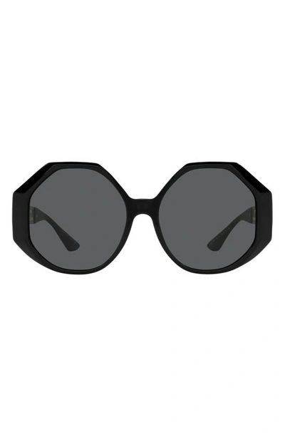 Shop Versace 59mm Round Sunglasses In Black