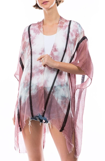 Shop Marcus Adler Pink Tie Dye Stripe Print Kimono