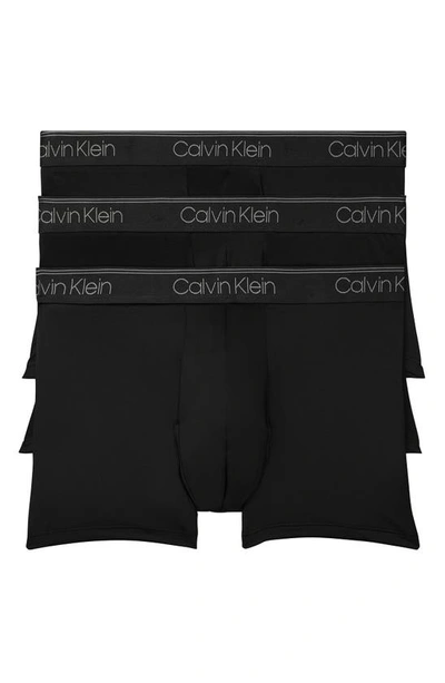Shop Calvin Klein 3-pack Low Rise Microfiber Stretch Trunks In Black