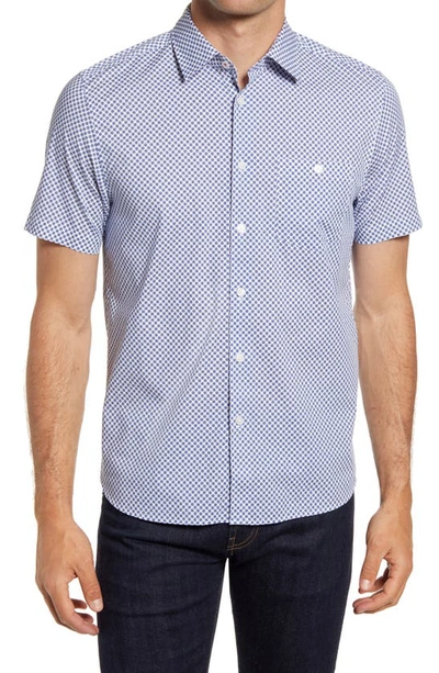 Shop Ted Baker Sliide Slim Fit Short Sleeve Button-up Shirt In Blue