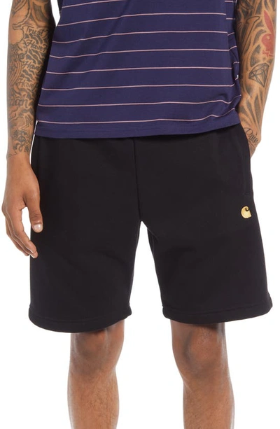 Shop Carhartt Chase Sweat Shorts In Black / Gold