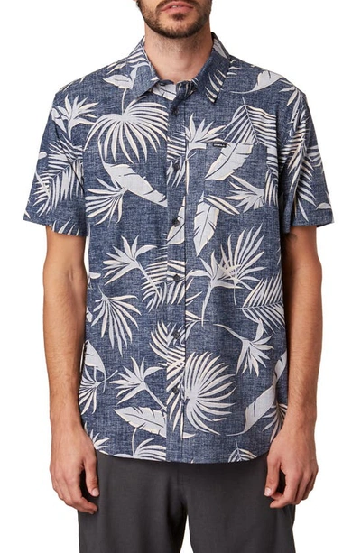 Shop O'neill Sambisa Slim Fit Short Sleeve Button-up Shirt In Navy