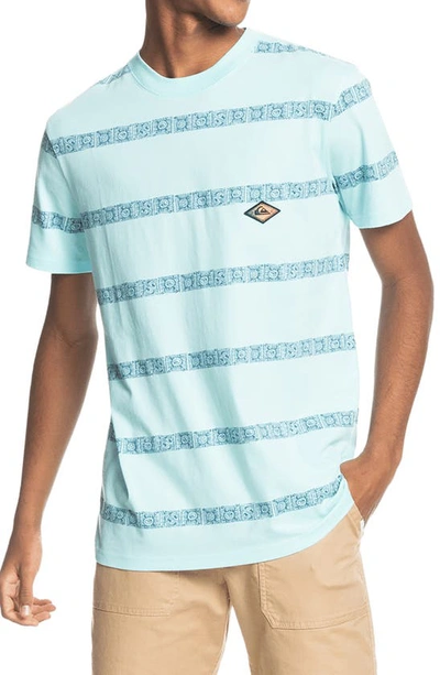 Shop Quiksilver Heritage Stripe T-shirt In Blue Tint Heritage