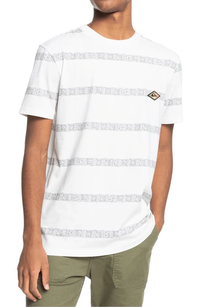 Shop Quiksilver Heritage Stripe T-shirt In Snow White Heritage