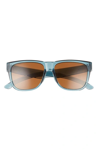 Shop Smith Lowdown 2 56mm Polarized Square Sunglasses In Crystal Stone Green/ Brown