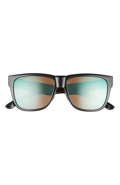 Shop Smith Lowdown 2 55mm Polarized Square Sunglasses In Black Jade/ Opal Mirror