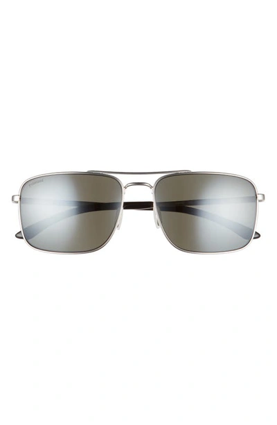 Shop Smith Outcome 59mm Polarized Aviator Sunglasses In Matte Silver/ Platinum Mirror