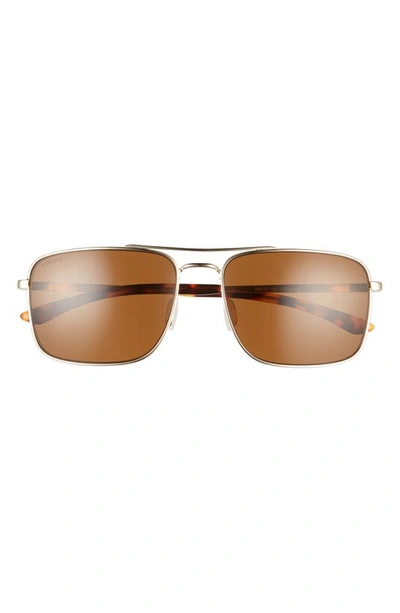 Shop Smith Outcome 59mm Polarized Aviator Sunglasses In Gold/ Polarized Brown