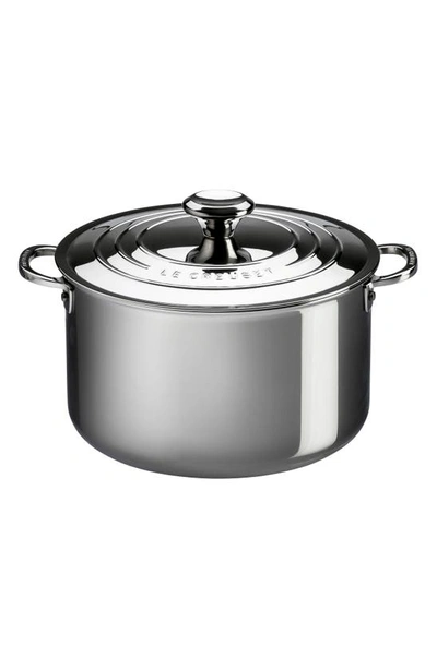 Shop Le Creuset 7-quart Stainless Steel Stockpot With Lid In Stanless Steel