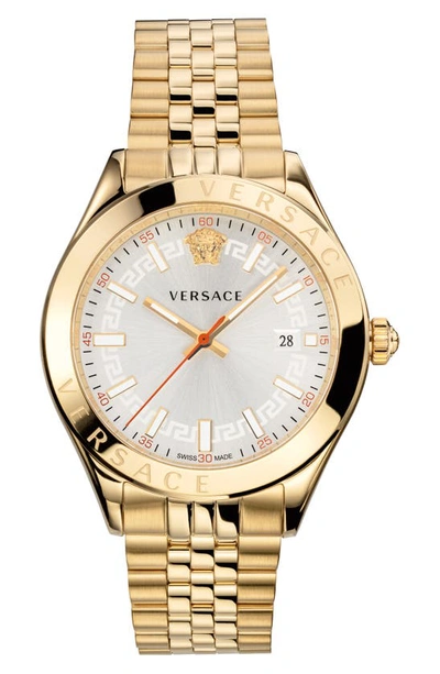 Shop Versace Hellenyium Bracelet Watch, 42mm In Gold/ Silver/ Gold
