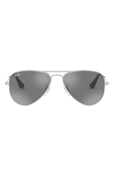 Ray Ban Junior 50mm Mirrored Aviator Sunglasses In Grey Silver Mirror