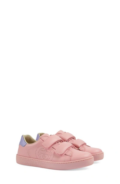 Shop Gucci Perforated Logo Sneaker In Wild Rose