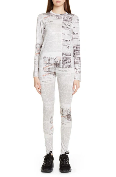 Shop Comme Des Garçons Newspaper Print Jersey Top & Leggings Set In H Pattern