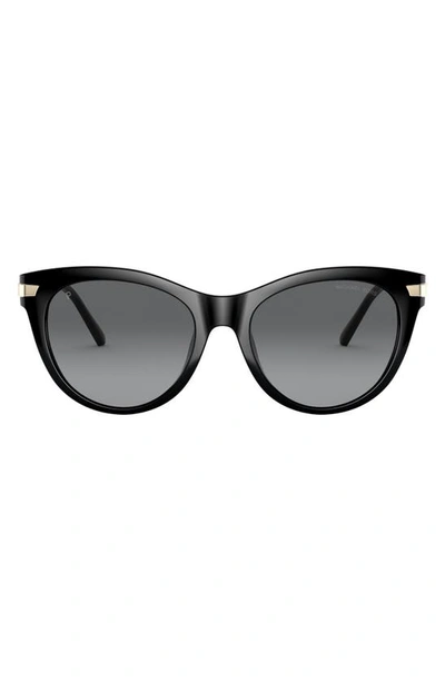 Shop Michael Kors 54mm Polarized Gradient Cat Eye Sunglasses In Black/ Black Gradient