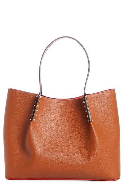 Shop Christian Louboutin Large Cabarock Calfskin Leather Tote In Coconut