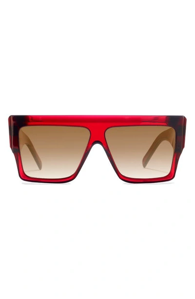 Shop Celine 60mm Gradient Flat Top Sunglasses In Bordeaux/ Gradient Brown