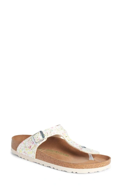 Shop Birkenstock Gizeh Birko-flor(tm) Sandal In Watercolor Flower White