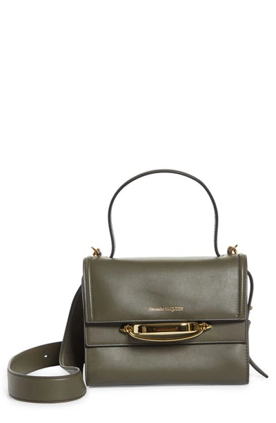 Shop Alexander Mcqueen The Story Leather Top Handle Bag In Khaki