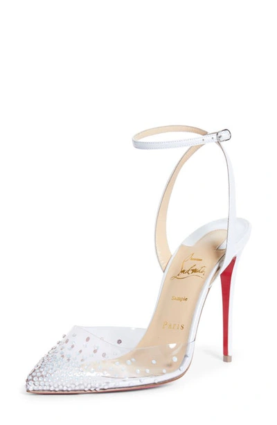 Shop Christian Louboutin Spikaqueen Crystal Pump In Version Bianco
