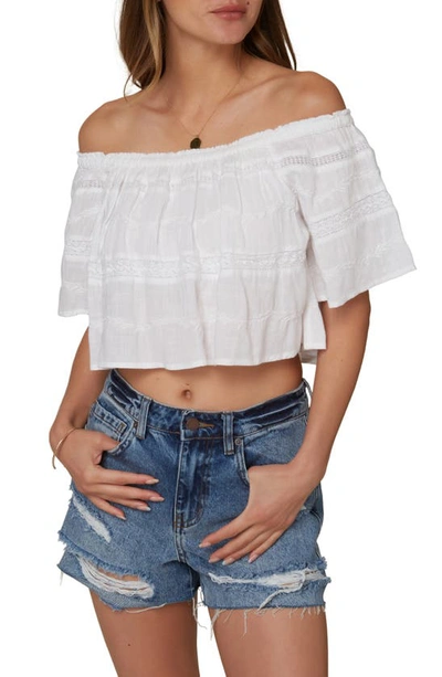 Shop O'neill Jonsie Off The Shoulder Crop Top In White
