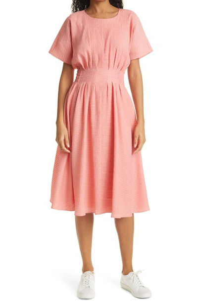 Shop Club Monaco Seersucker Fit & Flare Dress In Tea Rose