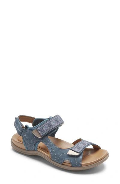 Shop Rockport Cobb Hill Rubey Sandal In Moroccan Blue Nubuck Leather