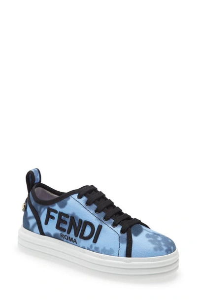 Shop Fendi Hortensia Floral Logo Low Top Sneaker In Blue