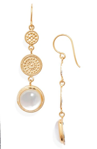 Shop Anna Beck Mother-of-pearl Triple Drop Earrings In Gold/ White