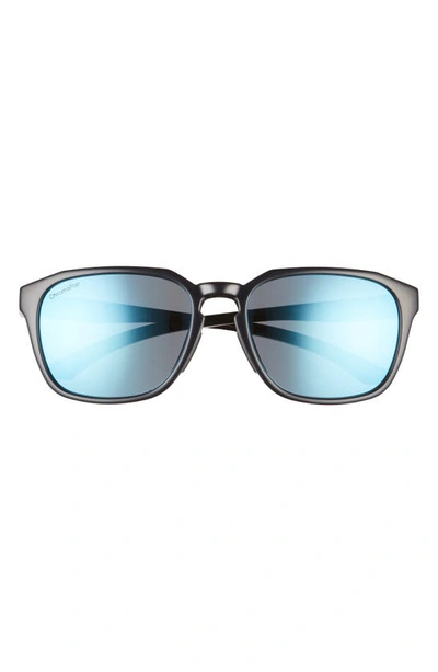 Shop Smith Contour 56mm Polarized Square Sunglasses In Black/ Blue Mirror