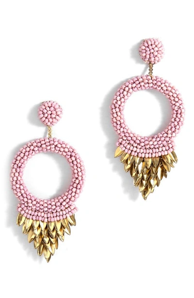 Shop Deepa Gurnani Franka Beaded Fringe Drop Earrings In Dusty Pink